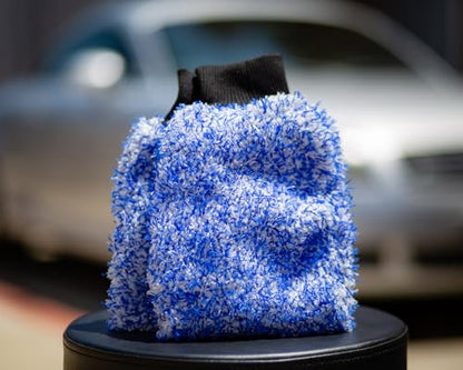 Microfiber Car Wash Mitt, Plush Cleaning Fibers, Scratch-Free, Swirl-Free, Lint-Free, 8in x 11in, Machine Washable, 2-Pack (Blue) - color: Blue