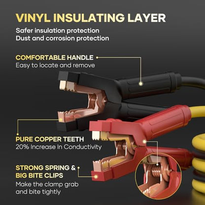 Heavy Duty Jumper Cables, 1 Gauge 30 Feet Jumper Cables for Car | 900AMP, Pure Copper Teeth,Automotive Jumper Cables Kit,Booster Cables,for Car SUV Trucks,with Carry Case,Gloves,Brushes - size: 1 Gauge 30 FT