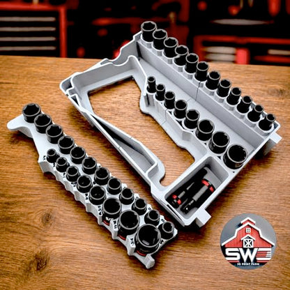 M12 FUEL Stubby 1/2 Impact Wrench 2563-20 & 43PC Socket Set 49-66-7009 Insert Organizer Compatible with Milwaukee Packout 48-22-8435