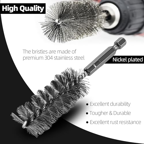 ASNOMY 12Pcs Wire Bore Brush for Drill,5/16"-1-3/16" Stainless Steel Wire Brush Bore Cleaning Brush Set for Power Drill Cleaning,Abrasive Drill Wire Brush with 1/4" Hex Shank - style: 5/16"-1-3/16"