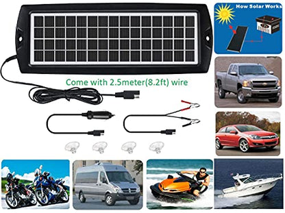 Sunway Solar Solar Car Battery Trickle Charger & Maintainer 5W Solar Panel Power 12V Charger kit Waterproof for Car Automotive RV Marine Boat Truck Motorcycle Trailer Tractor Powersports Snowmobiles - size: 5W