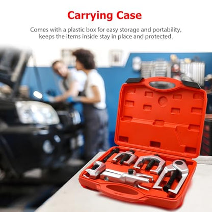 5pcs Ball Joint Separator Kit Pitman Arm Puller Tie Rod End Remover Splitter Removal Tool Automotive Front End Service Set