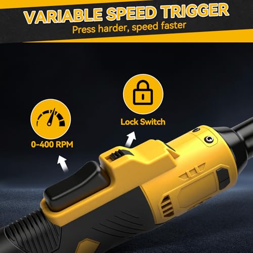 3/8" Cordless Ratchet Wrench for Dewalt 20V Battery, 60 Ft-lbs(81 N.m) Electric Ratchet Set with Extended Head, Variable Speed, 3/8" to 1/4" Adapter, LED Light, 8 Socket Set (No Battery)