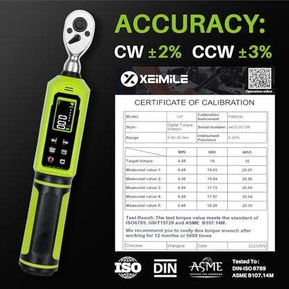 Digital Torque Wrench 1/4" Drive-4-266In.Lb for Bike Motorcycle | Electric Torque Wrench(0.45-30N.m),Vibration Buzzer LED Indicator,±2% Accuracy 5 Units for Precision Parts Engine DIY - size: 1/4" 4-266 In.Lb