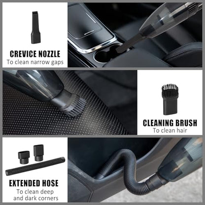 Car Cleaning Kit, Car Vacuum Interior Detailing Cleaner Kit with High Power Handheld Vacuum, Brush Set, Windshield Tool, Duster, Towels, Complete Car Care Tools for Women (Black) - color: Black