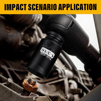 1/2 Inch Drive 1-3/16 Inch Deep SAE 6 Point CR-MO Impact Socket | Radius Corner Design,Square Chamfered Opening,Axle Nut Impact Grade Socket for Easy Removal - size: 1/2” Drive 1-3/16 Deep, style: 1/2" Drive Deep Socket