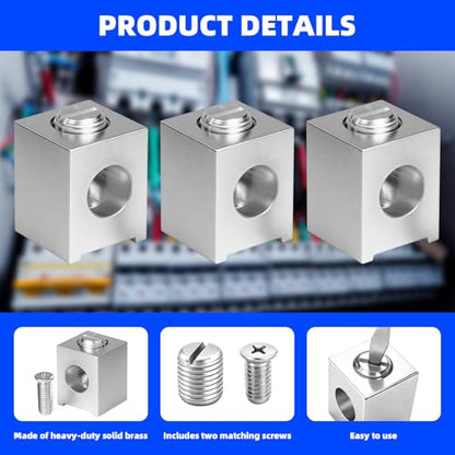 8 Pack #4-2/0 Neutral Lug Kit, Aluminum Circuit Breaker Ground Lugs | Aluminum neutral lugs with mounting screw and wrench, secure wire connection for electrical panels and grounding installation