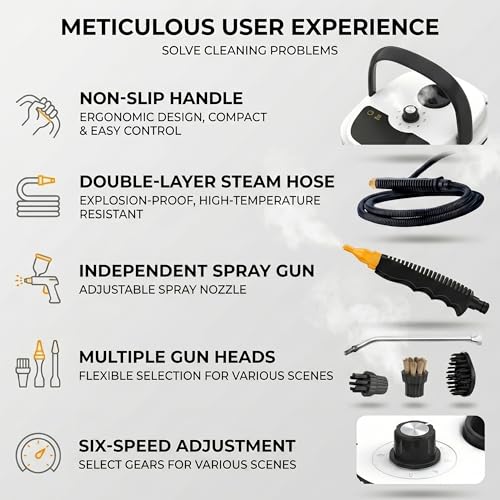 2500w Handheld High-Temperature Pressurized Steam Cleaner High Pressure Temperature Multi Purpose Heavy Duty Portable with Attachments for Car Engine Home Multi-surface 1000ml(Red) - color: Red