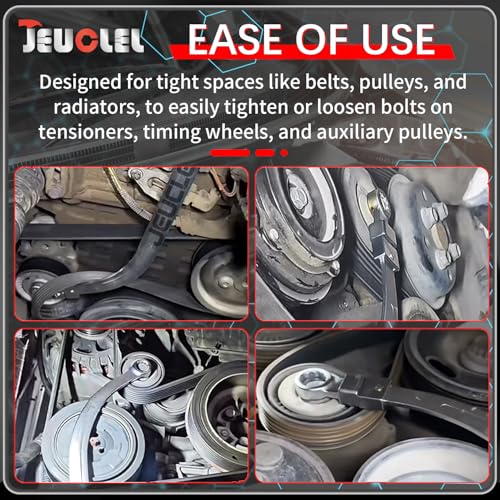 15PCS Universal Auxiliary Idler Belt Tensioner Pulley Removal Tool Kit, 12-Point 12-19mm (0.47"-0.74") Serpentine Belt Tension Pulley Wrench Set, Engine Timing Belt Tensioning Nut Bolt Screw Remover | 12Point, 12-19mm(0.47"-0.74") Serpentine Belt Tension