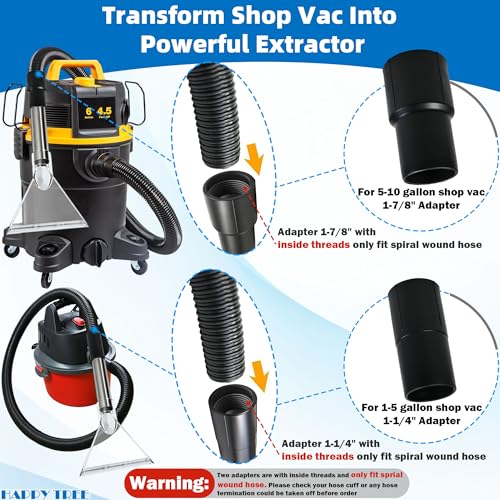 Happy Tree Hand Tool with Large 7-1/2" Clear Head for Upholstery & Carpet Cleaning, Turn Wet-Dry Vac into an Extractor, Detailing Wand Extractor Vacuum Cleaner - size: Large without Water Hose & Spray Nozzle