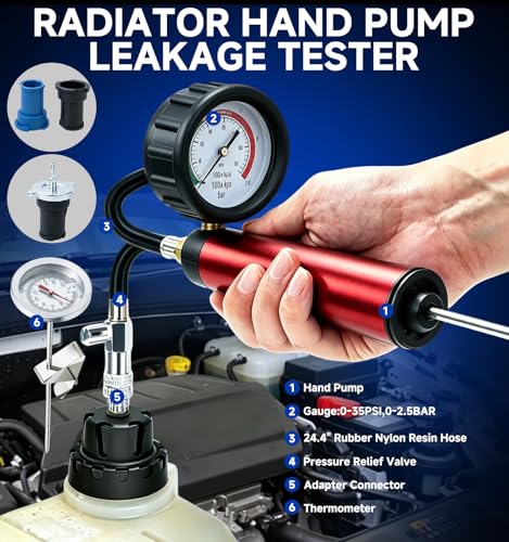 Coolant Pressure Tester Kit, 34pc Master Coolant Vacuum Refill Kit | 23 Radiator Adapters, Radiator Pressure Tester Kit for Automotive Cooling System Water Tank Leakage Detection (Blue)