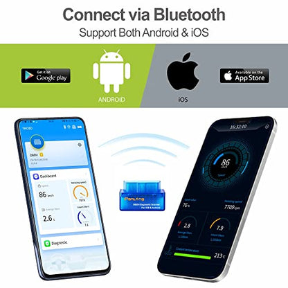 Panlong OBD2 Scanner Bluetooth for iPhone iOS Android OBDII Car Diagnostic Scan Tool Engine Fault Code Reader - style: For iOS Android