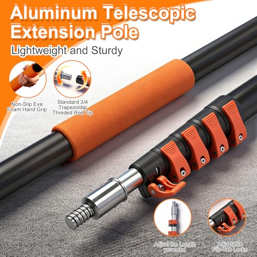 18FT Window Cleaning Kit, 2-in-1 Squeegee with 3-12FT Telescoping Pole & Flip-Lock & Screw Dual Locking, Professional Long Handle Washing Tool for High Windows - size: 3-12FT