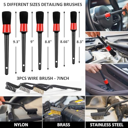 44Pcs Car Wash Detailing Kit Cleaning Kits with Foam Gun Sprayer Wash Mop with Long Handle Collapsible Bucket Large Wash Mitt Towels Complete Interior Exterior Car Washing Supply Set Black - color: Black