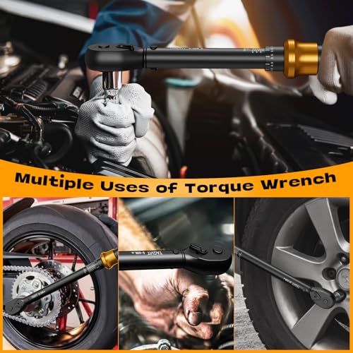 1/2-Inch Drive Click Torque Wrench Set – 15–165 ft-lb / 20–220 Nm, ±3% Precision, Dual Scale, Reversible Head for Car, Tire, and Motorcycle Use