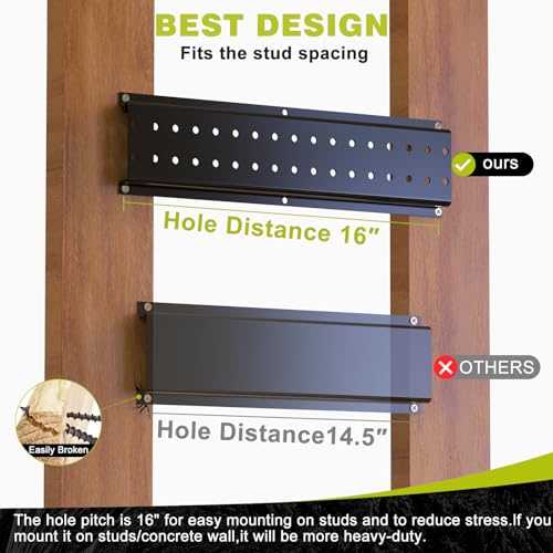 NattyDot 49.5" Garage Tool Wall Organizer, 9 Shed Hooks for Shovels, Black | Wide 49.5-inch Wall Rack 9 Hooks for Skis, Shovels and Garden Tools, Creating Tidy Garage, Workshop and Shed Storage