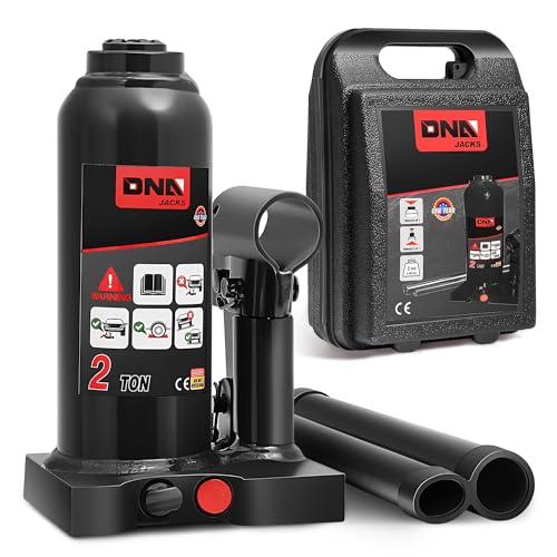 DNA Motoring 2 tons / 4000 lbs Lifting Automotive Welded Hydraulic Bottle Jack for Sedans Repair, with Manual Handle & Carrying Storage Case, Black - color: black, style: 2 ton