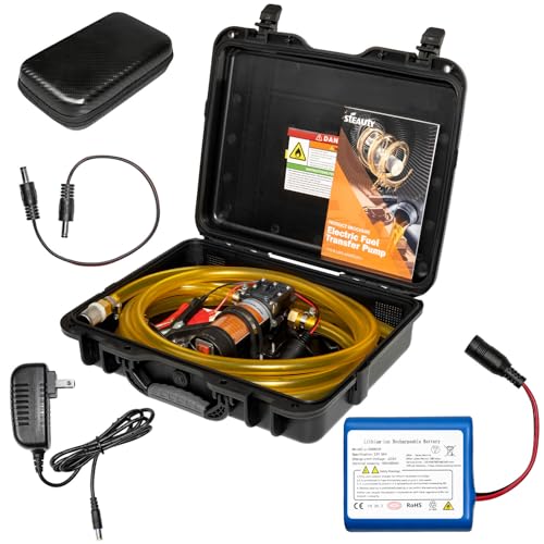 12V Fuel Transfer Pump Set Battery Powered, Gasoline Transfer Pump Moves Up to 120 Gallons Of Gas or Diesel Per Hour with Upgraded Carrying Case, for Vehicles, Boats, Equipments - color: 100GPH