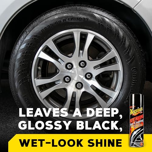 Meguiar's Hot Shine High Gloss Tire Coating - Get Long-Lasting Tire Protection and Glossy Tires with a Wet Look Shine, 3 Pack of 15 Oz Aerosol Cans