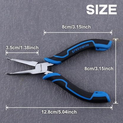 SPEEDWOX Bent Needle Nose Pliers With Serrated Jaw 45-Degree Bent Pliers Tweezer Long Nose Plier With Teeth Jewelry Making For Bending Gripping Needle Remover Fishing Plier - style: Bent Needle Nose Pliers