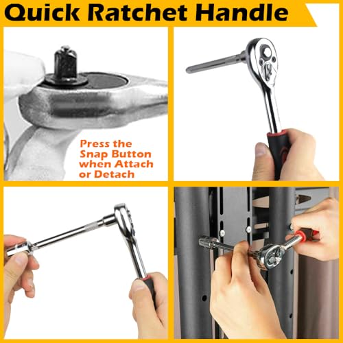 46pcs 1/4" Screw Driver Socket Ratchet Wrench Set, With Bit Socket Set Metric And Extension Bar For Auto Repairing And Household, With Storage Box (46, Green)