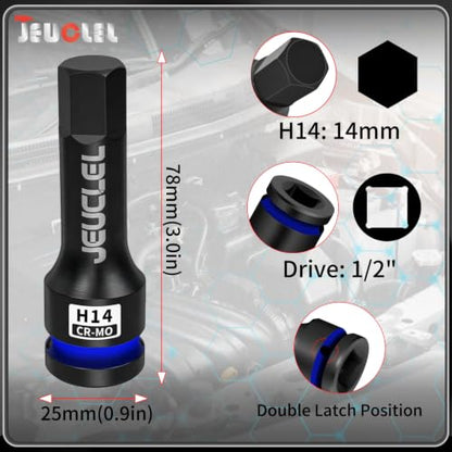 14mm Hex Impact Bit Socket, H14 1/2" Drive Allen Socket, Cr-Mo | 3-Inch, Lengthen Hex Screwdriver Adapter for Electric Ratchet Wrenches Fastening Screws, Socket Wrench, Head Drill - size: 1PC | H14 14MM