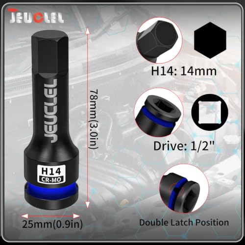 14mm Hex Impact Bit Socket, H14 1/2" Drive Allen Socket, Cr-Mo | 3-Inch, Lengthen Hex Screwdriver Adapter for Electric Ratchet Wrenches Fastening Screws, Socket Wrench, Head Drill - size: 1PC | H14 14MM