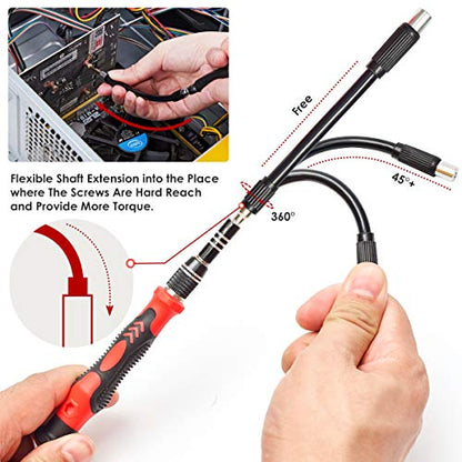 SHARDEN 122 in 1 Precision Screwdriver Set With CR-V Steel Bits(Red) | Magnetic Repair Tool Kit with Case for Repair Computer, Phone, PC, Cellphone, Laptop, Game Console, Watch, Glasses etc - color: Red