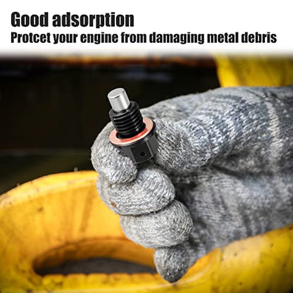 X AUTOHAUX 2 Set M12x1.5 Oil Drain Plug Magnetic Aluminum Alloy Sump Drain Nut Oil Drain Bolt with 2 Washer for Car Motorcycle Black - size: M12x1.5