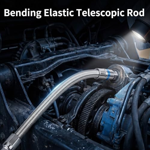 3pcs Flexible Shaft Socket Extension Extender Set, 1/4" 3/8" 1/2" Drive Bendable High Torque Chrome Vanadium Iron Extension Connecting Rods for Impact Wrench Automotive Repair & Tight Spaces Access - color: Silvery
