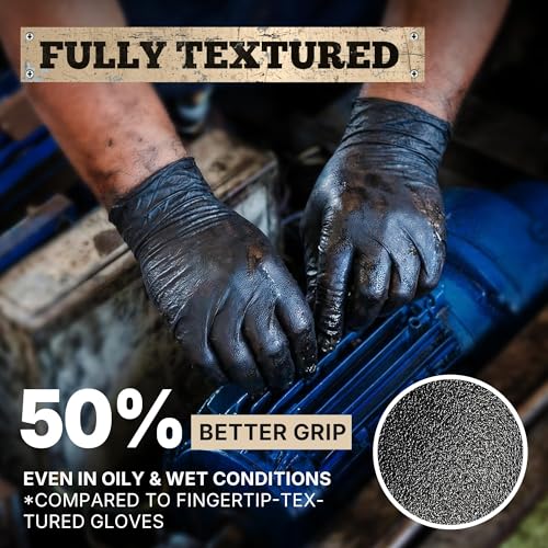 TitanFlex Black Nitrile Disposable Gloves, 5 Mil, Fully Textured, Heavy Duty, Latex Free & Powder Free for Cooking, Food Prep, kitchen clean, 100 ct (M) - size: Medium