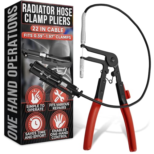 Radiator Hose Clamp Pliers Automotive Tool – Corrosion-Resistant Hose Clamp Tool with Durable Non-Slip Polymer Coating, Tension & Ratchet Locking Mechanisms – Easy to Use, Time-Saving for Car Repairs - color: Black & Red Hose Clamp Tool