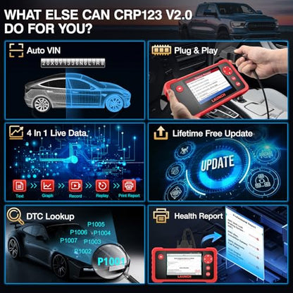 LAUNCH CRP123 V3.0 Elite OBD2 Scanner-2026 New Model Engine/ABS/SRS/Transmission Diagnostic Scan Tool SRS Airbag Code Reader,3 Reset Oil Service/Throttle Relearn/SAS Reset,Lifetime Free Update