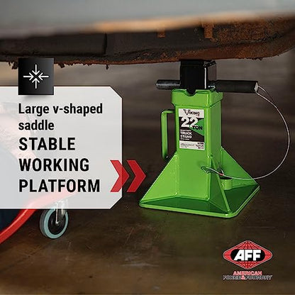 AFF Viking 22 Ton Safety Stand Set - Pin Style Jack Stands for Trucks, Trailers & Heavy Equipment - Super Duty - Pair