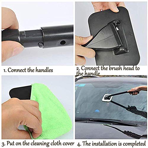 Car Window Cleaner, Windshield Cleaning Tool Auto Glass Cleaner Wiper Cars Interior Exterior Window Glass Cleaning Tool, Come with 4 Pads Washer Towel and 30ml Spray Bottle, Use Wet or Dry