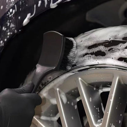 Wheel Brush Tire Brush Car Wash Brush Tire Brush Car Carpet Cleaner Used for Cleaning Car Tires, Wheels and Carpets, with a Short Handle that is Simple and Durable - color: Black