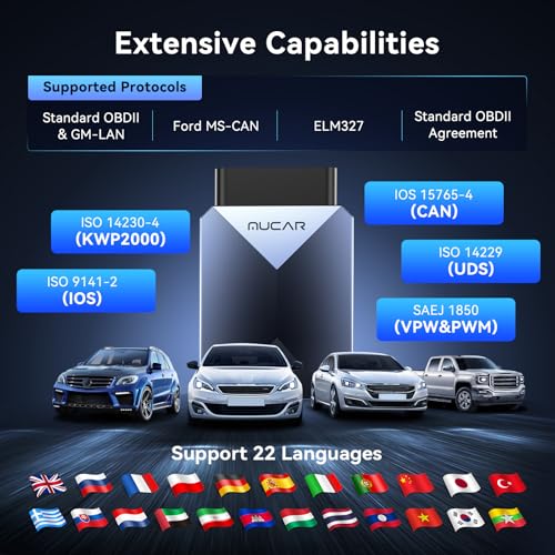 MUCAR BT200 MAX AI OBD2 Bluetooth Scanner, Full System 15 Resets Diagnostic Tools Bi-Directional Control, CAN-FD & FCA Autoauth, AutoVIN, Real-Time Data, ELM327 APP Compatibility, Lifetime Free Update