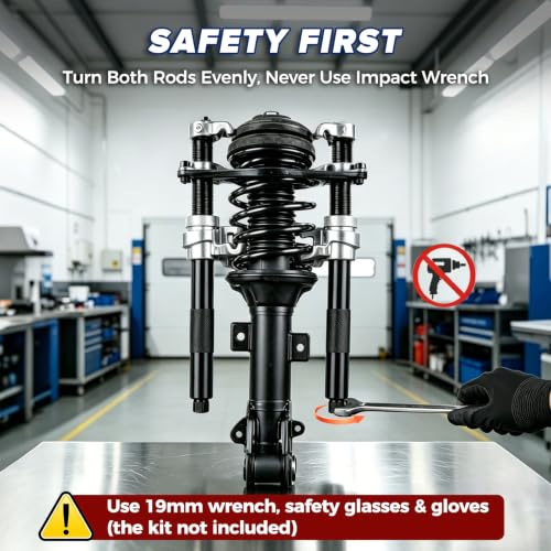 2-Jaw Coil Spring Compressor 4-Rod Strut Tool for BMW Audi Porsche LR | 4-rod 45 steel with arc support arm，fits 90-180mm diameter and 220-380mm height，forged jaws, hard case，for European cars.