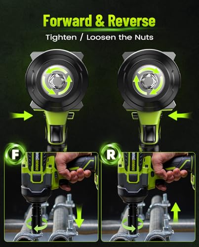 Robustrue Cordless Impact Wrench,1475Ft-lbs (2000N.m) 1/2 High Torque Brushless Impact Gun, 18V Power Impact Driver, 2 * 5000mAh Battery,5 Sockets, Brushless Variable Speeds for Car/Truck RV/Mower