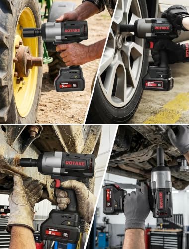 ROTAKE 20V Heavy-Duty 1/2" Cordless Impact Wrench Kit, 1380 FT-LBS, TB3 | 5.0Ah Battery, Professional Brushless Motor, 3-in-1 Unibody Hammer Housing, Soft Start, 4A Rapid Charger, Hard Carrying Case - size: 1/2" (1380 ft-lbs) TB3