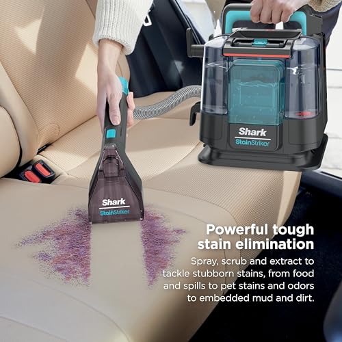 Shark StainStriker Portable Carpet and Upholstery Cleaner with On Board Self Clean, Spot, Stain and Odor Eliminator, 2 Tools, 2 Solutions, Charcoal, PX221BRN - style: StainStriker + 2 Tools