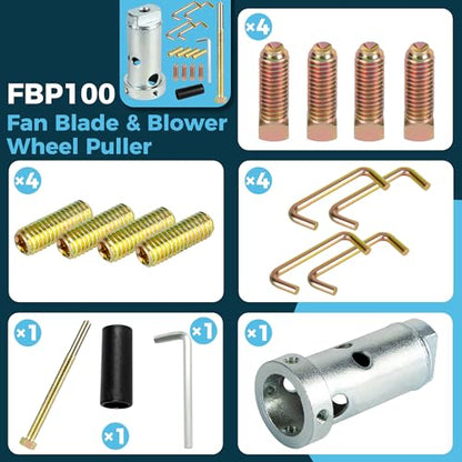 Romalon Heavy Duty FBP100 Fan Blade Puller, Solid Steel Blower Wheel Remover, Replaces 40852 TB041 TB042 AP3737541, Full Accessories Included with 1-Year Warranty