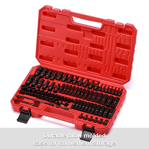 CASOMAN 1/4 Inch Drive Master Impact Socket Set with Adapters, U-Joint, Extensions & Torx Socket, 86-Piece, 6-Point, SAE/Metric, Standard/Deep, CR-V - size: 1/4" Drive
