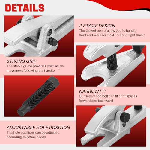 DASBET Ball Joint Separator Tool Kit Ball Joint Splitter Ball Joint Removal | Tie Rod Removal Tool Tie Rod Pitman Arm Puller for Front End Service on Most Cars, Trucks, ATVs