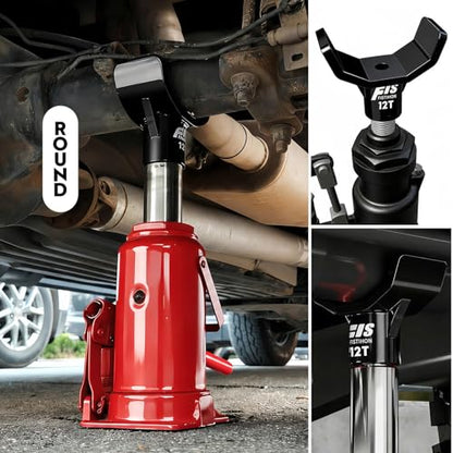Bottle Jack Adapter for 12t Jacks, Safe Steel Bottle Jacks Adapter Lifting Saddle for 3 Inch and 4 Inch Round&Square Axle Tube, Fits1.65Inch(42mm) or Smaller Diameter Bottle Jack Accessories | Steel Adapter with Black Coating, Rust Proof. Fits 3"-4" Round