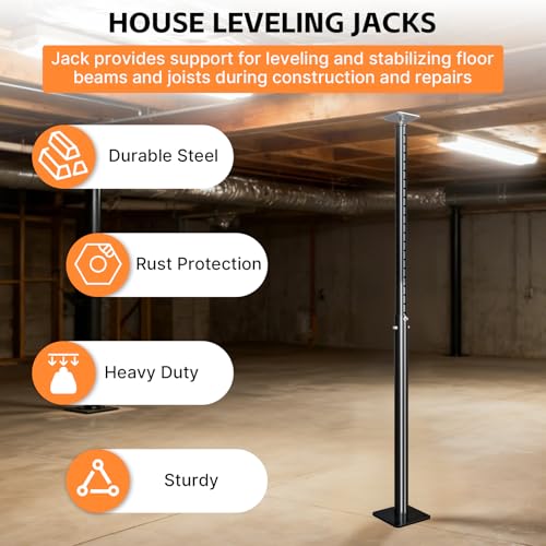 4 Pack 55"-98" Adjustable House Floor Wall Jack, 18000 lb Max Load Capacity | Floor Joist Jack for Leveling, Framing, Basement, Crawlspace, Beam, Roof, Stair and Ceiling Support