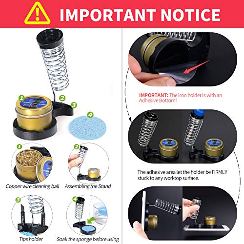 YIHUA 928D Soldering Iron Kit, 65W Soldering Iron, Fully Digital, Display °F/°C, Temperature Control, Accuracy 194~896℉- Soldering Kit with Sleep Function, Temp. Correction Function, Holder &more. - style: Digital Iron Kit