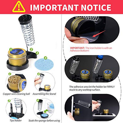YIHUA 928D Soldering Iron Kit, 65W Soldering Iron, Fully Digital, Display °F/°C, Temperature Control, Accuracy 194~896℉- Soldering Kit with Sleep Function, Temp. Correction Function, Holder &more. - style: Digital Iron Kit
