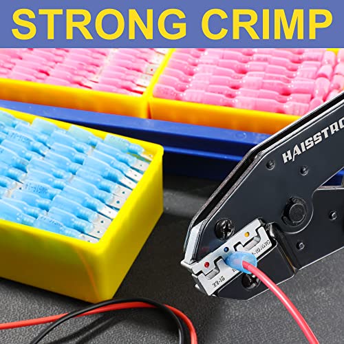 haisstronica 560PCS Heat Shrink Spade Connectors, AWG 22-10 Male Female Wire Spade Terminals, Quick Disconnect Wire Connectors Kit - size: AWG 22-10, style: Male&Female Kit 560PCS