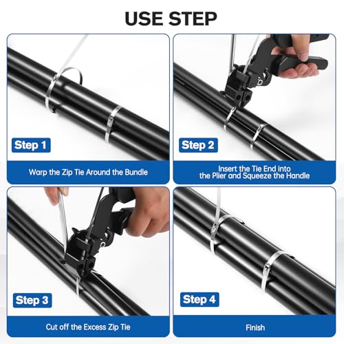 Stainless Steel Cable Tie Gun Kit, 300PCS 11.8 Inch Metal Zip Ties Heavy Duty with Cutting Tool, Self Locking Cable Tie Set for Fence, Exhaust, Pipe, Automotive & Outdoor Bundling Repair